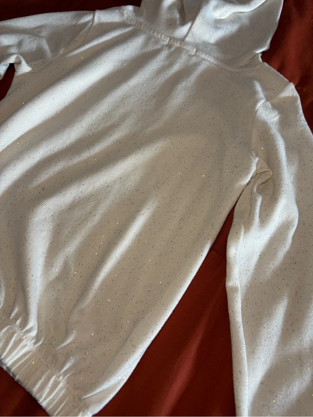 It's Our Time White Hooded Sweatshirt with Multicolor Sequin 'SHINE'